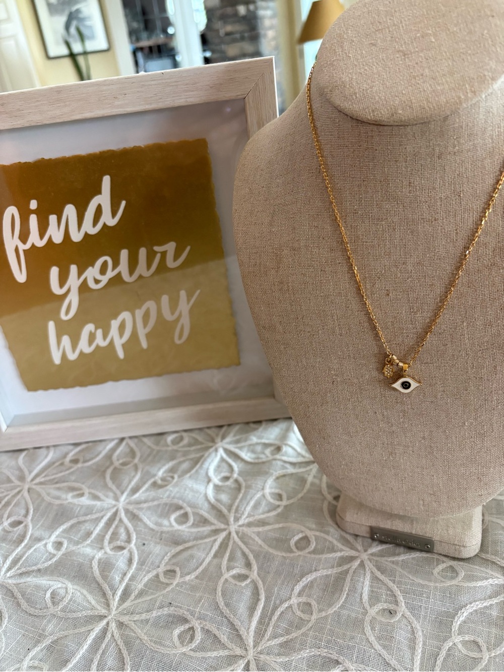 Pilgrim Gold Tone Evil Eye & Hamsa Charm Necklace